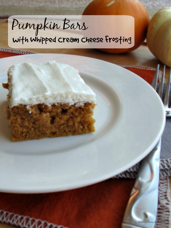 Pumpkin Bars with Whipped Cream Cheese Frosting Pumpkin Bars with Whipped Cream Cheese Frosting